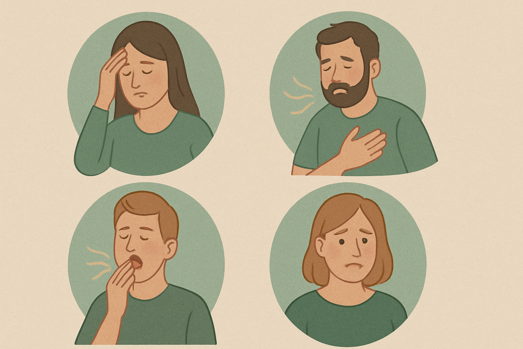 4 personer med forskellige symptomer